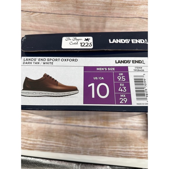 Lands End Mens Sport Oxford Shoes Dark Tan White 1908426 Size 10‎ main image 8